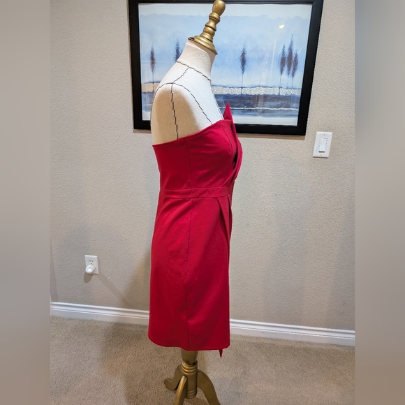 Lulu's Queen Of The City Vibrant Red Asymmetrical Midi Dress - Picture 7 of 8